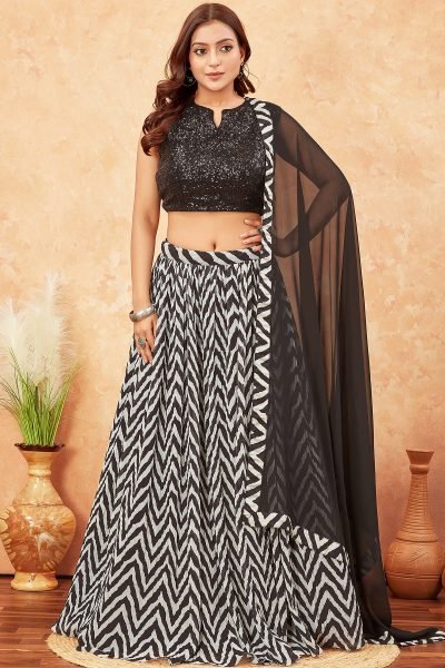 Zebra Print Lehenga Choli SEQUINSED LEHENGA