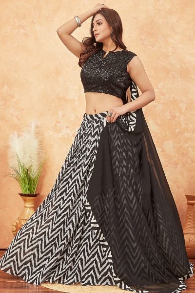 Zebra Print Lehenga Choli SEQUINSED LEHENGA